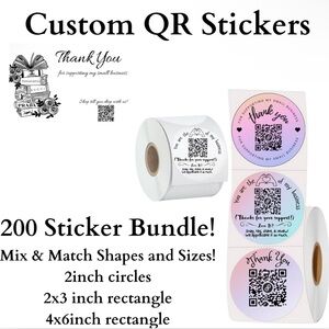 BUY NOW 200‎ Custom Thank You QR Stickers Mix & Match